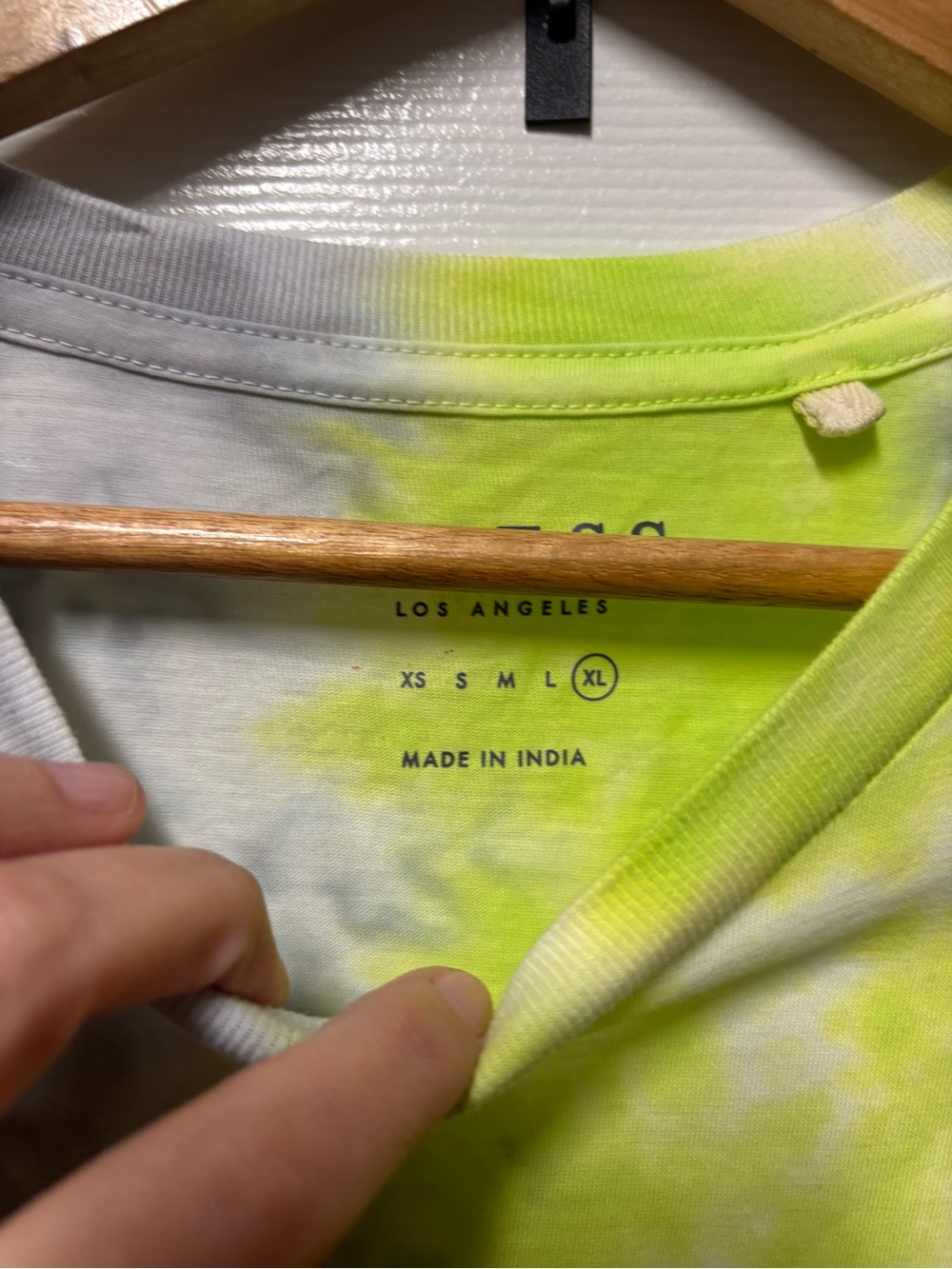 GUESS Neon Yellow & Gray Tie-Dye Crewneck Tee - Picture 3 of 4